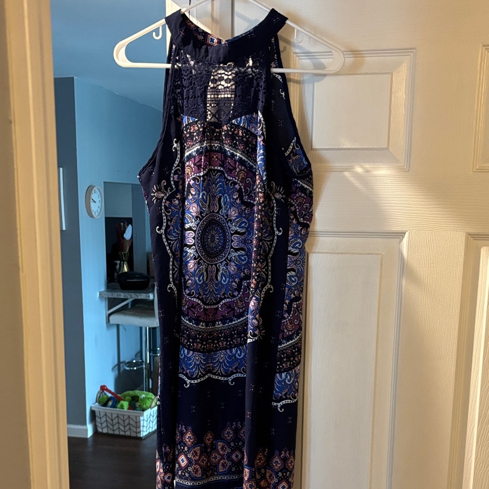 Xhilaration Blue and Purple Halter Maxi Sundress